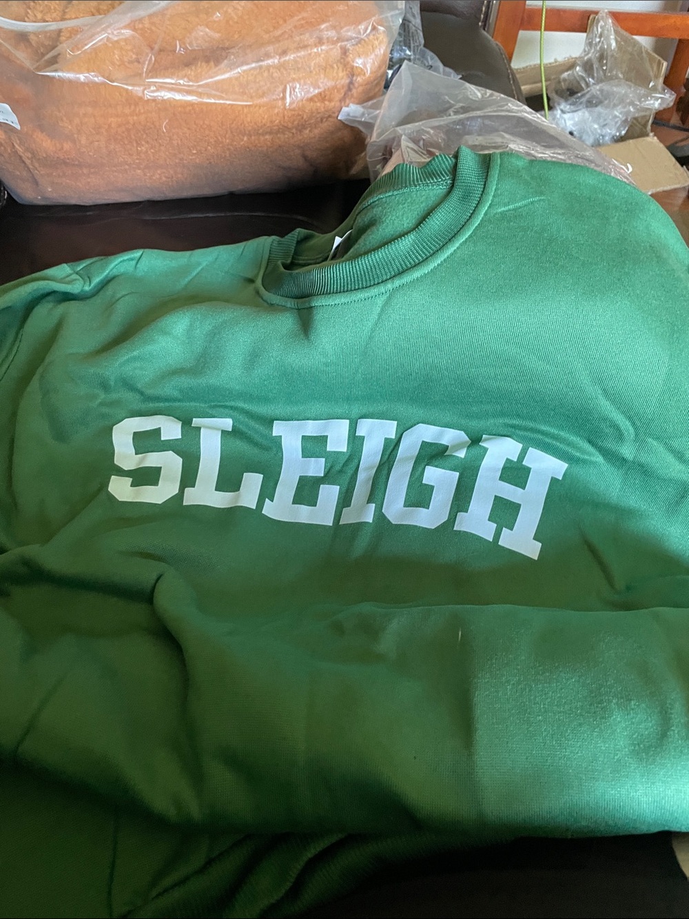 Green 'SLEIGH' Graphic Crewneck Sweatshirt